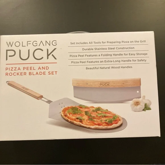 Wolfgang Puck Pizza Peel and Rocker Blade Set NIB - Picture 2 of 2